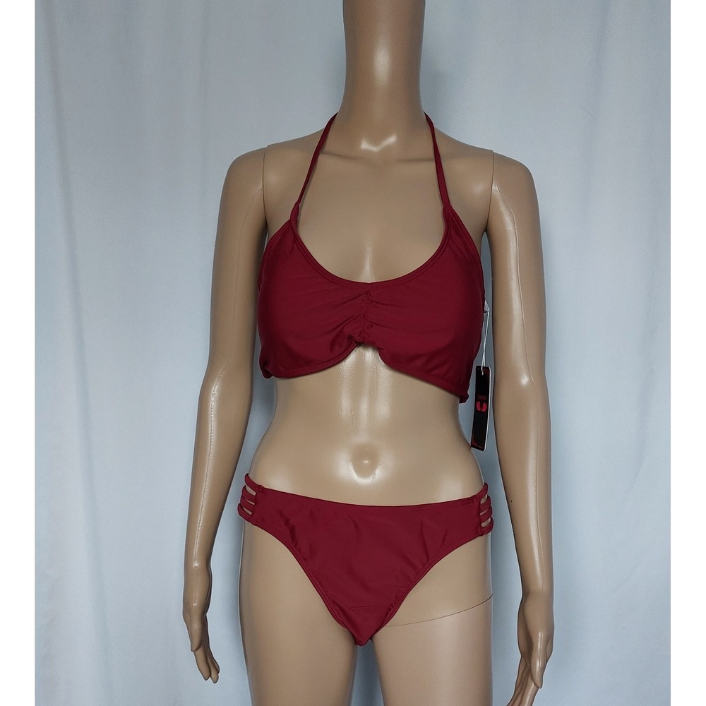 shekini Strappy bikini Swimsuit Bottom Women's Burgundy Size XL
